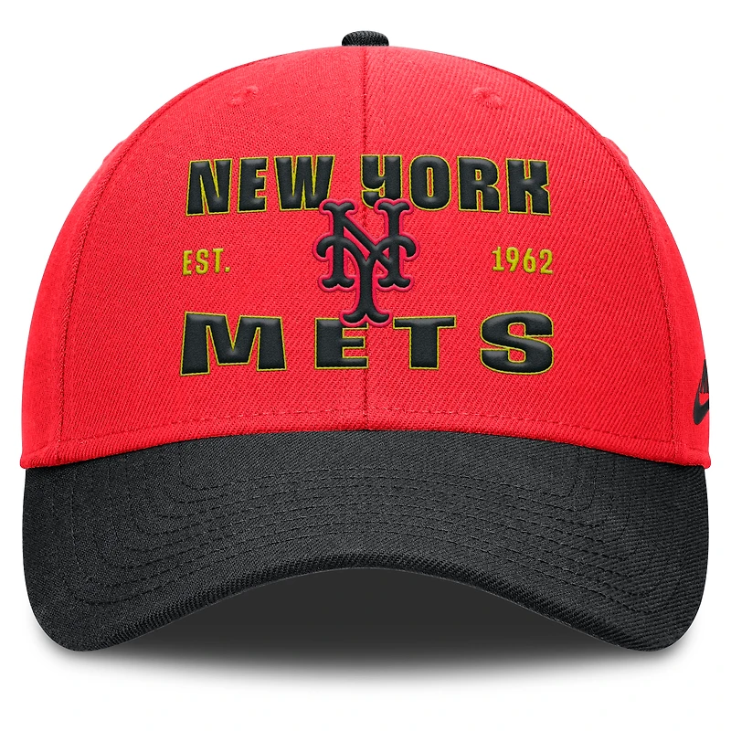 Men's Nike Crimson/Black New York Mets Neon 90s Rise Adjustable Hat
