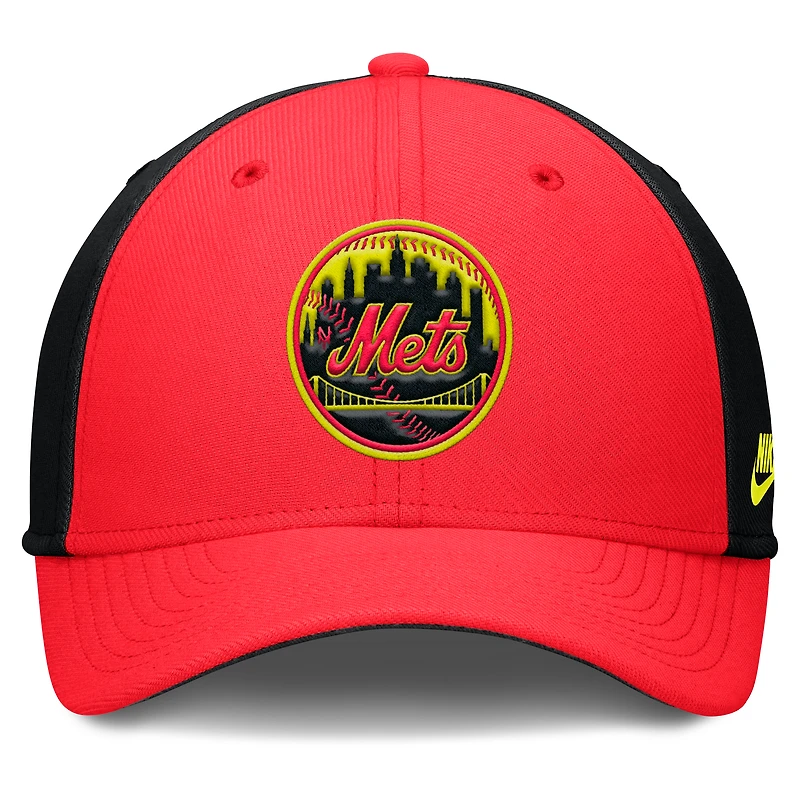 Men's Nike Crimson/Black New York Mets Neon 90s Rise SwooshFlex Hat
