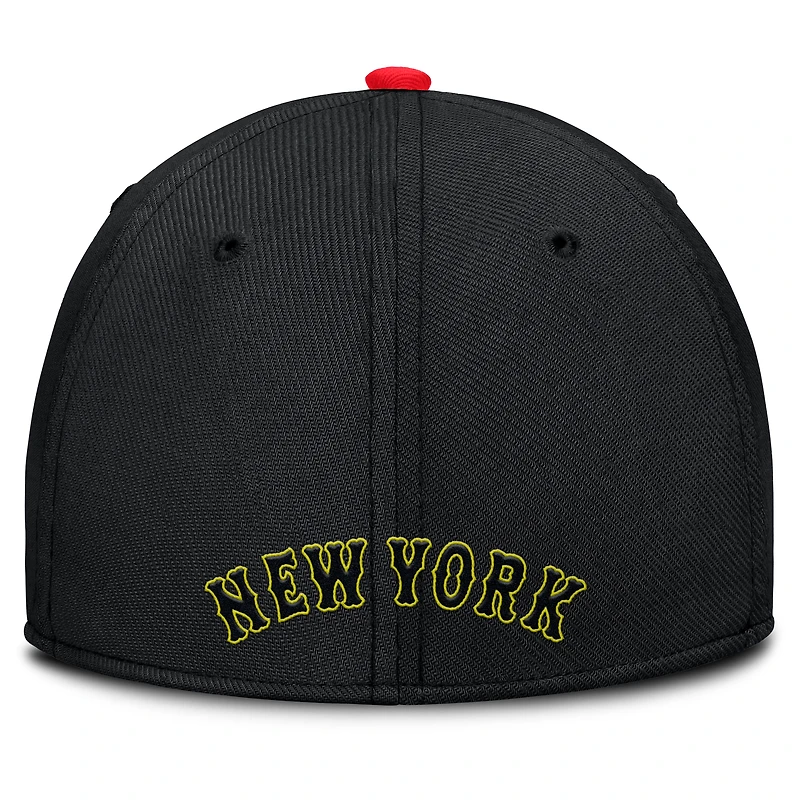 Men's Nike Crimson/Black New York Mets Neon 90s Rise SwooshFlex Hat