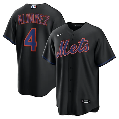 Maillot Nike noir réplique alternatif Francisco Alvarez des New York Mets pour homme