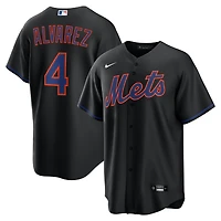 Maillot Nike noir réplique alternatif Francisco Alvarez des New York Mets pour homme