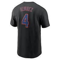 T-shirt Nike noir pour homme Francisco Alvarez avec nom et numéro Fuse des New York Mets