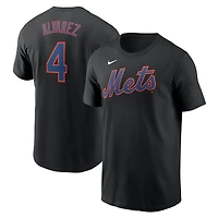 T-shirt Nike noir pour homme Francisco Alvarez avec nom et numéro Fuse des New York Mets