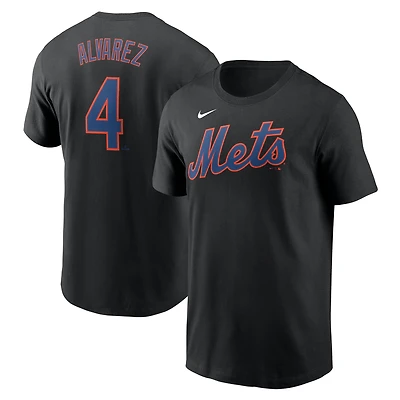 T-shirt Nike noir pour homme Francisco Alvarez avec nom et numéro Fuse des New York Mets