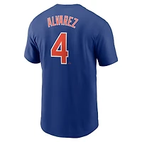 T-shirt Nike pour homme Francisco Alvarez Royal New York Mets Fuse avec nom et numéro