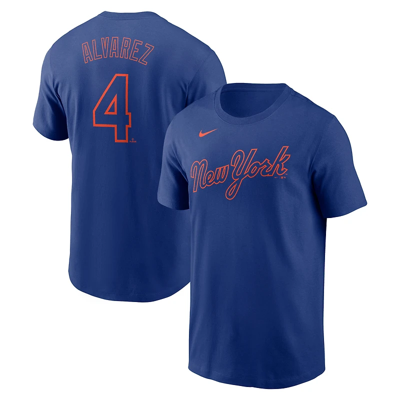 Men's Nike Francisco Alvarez Royal New York Mets Fuse Name & Number T-Shirt