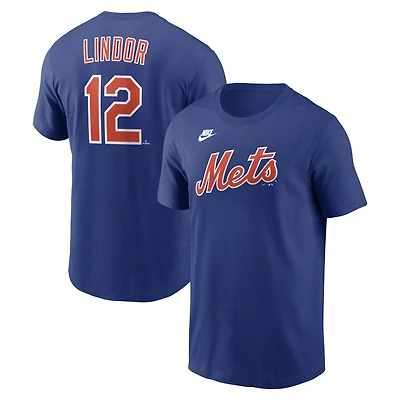 Men's Nike Francisco Lindor Royal New York Mets Cooperstown Collection Name & Number T-Shirt
