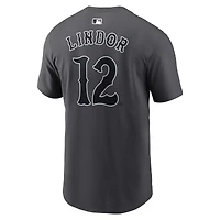 Men's Nike Francisco Lindor Anthracite New York Mets City Connect Name & Number T-Shirt