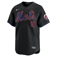 Maillot Nike Francisco Lindor noir des New York Mets pour homme, édition limitée alternative