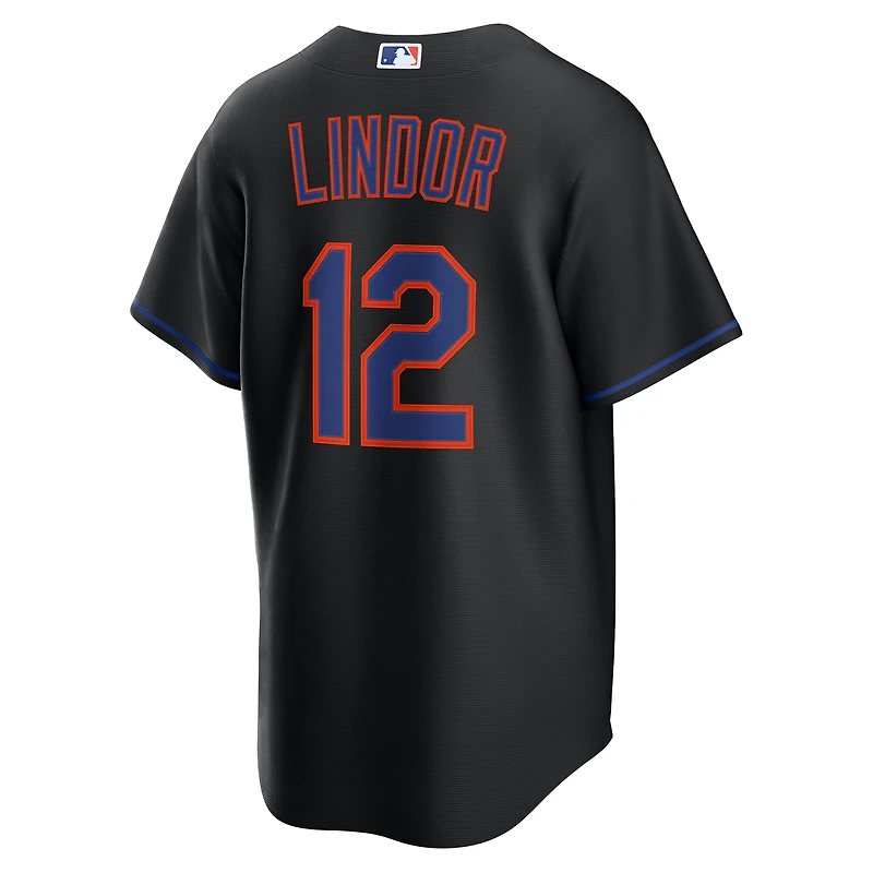 Maillot Nike Francisco Lindor noir pour homme, réplique alternative des New York Mets