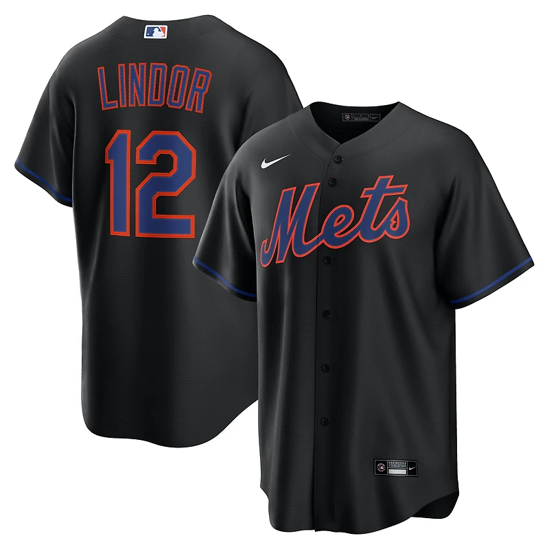 Men's Nike Francisco Lindor Black New York Mets Alternate Replica Jersey