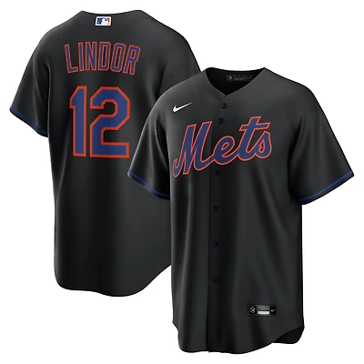 Men's Nike Francisco Lindor Black New York Mets Alternate Replica Jersey