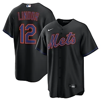 Men's Nike Francisco Lindor Black New York Mets Alternate Replica Jersey