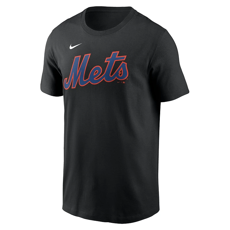 T-shirt Nike noir pour homme Francisco Lindor avec nom et numéro Fuse des New York Mets