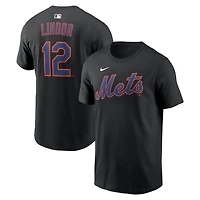Men's Nike Francisco Lindor Black New York Mets Name & Number T-Shirt