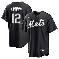 Maillot Nike Francisco Lindor noir réplique des New York Mets pour homme