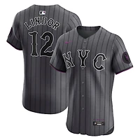 Men's Nike Francisco Lindor Gray New York Mets City Connect Elite Jersey