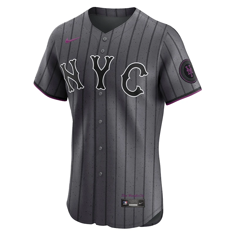 Men's Nike Francisco Lindor Gray New York Mets City Connect Elite Jersey