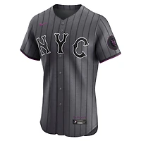 Men's Nike Francisco Lindor Gray New York Mets City Connect Elite Jersey
