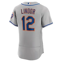Men's Nike Francisco Lindor Gray New York Mets Road Authentic Player Jersey