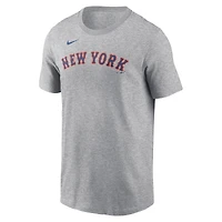 T-shirt Nike pour homme Francisco Lindor Heather Grey New York Mets Fuse avec nom et numéro