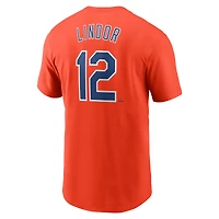 T-shirt Nike Francisco Lindor pour homme, orange, New York Mets Fuse, nom et numéro