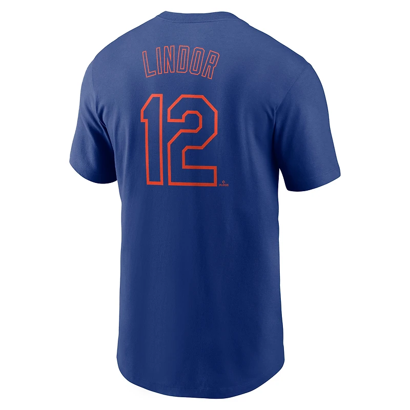 T-shirt Nike pour homme Francisco Lindor Royal New York Mets Fuse avec nom et numéro
