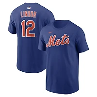 Men's Nike Francisco Lindor Royal New York Mets Name & Number T-Shirt