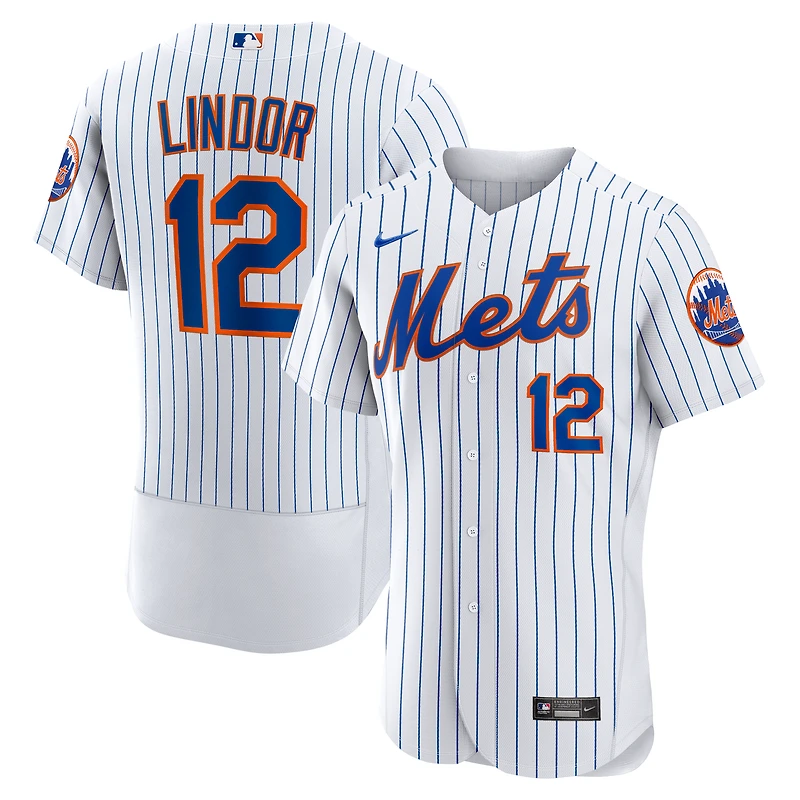 Homme Nike Francisco Lindor Blanc New York Mets Domicile Maillot Joueur Authentique