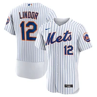 Homme Nike Francisco Lindor Blanc New York Mets Domicile Maillot Joueur Authentique