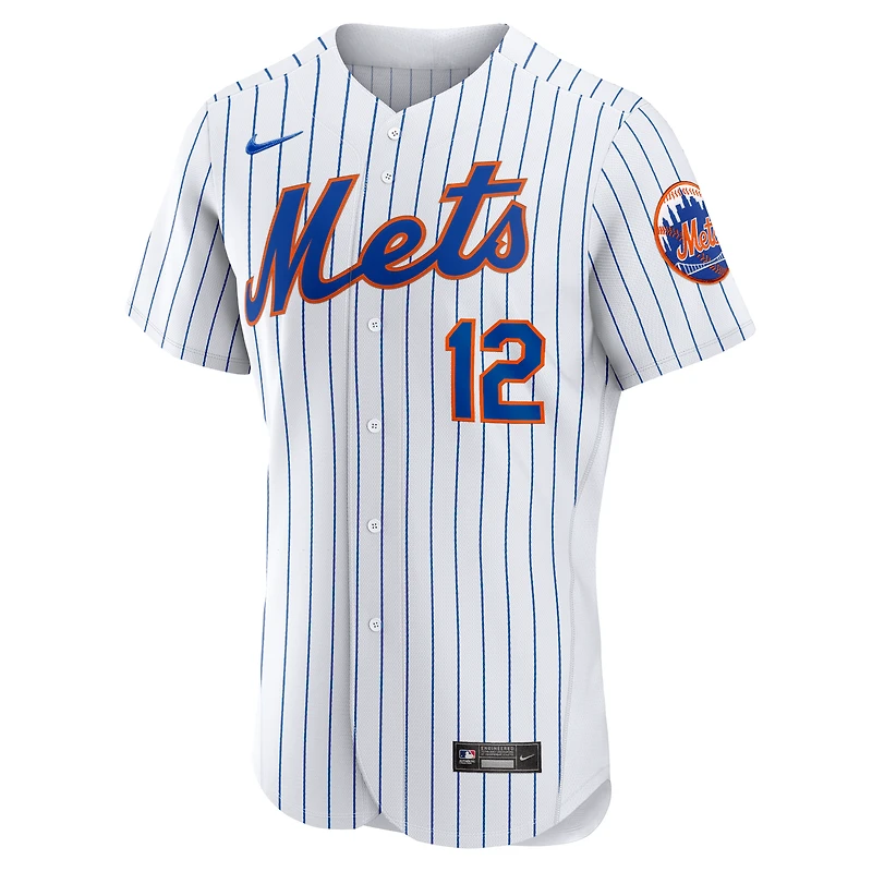 Homme Nike Francisco Lindor Blanc New York Mets Domicile Maillot Joueur Authentique