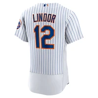 Homme Nike Francisco Lindor Blanc New York Mets Domicile Maillot Joueur Authentique