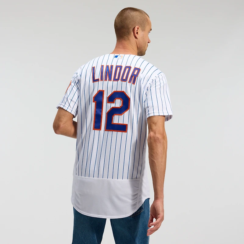 Homme Nike Francisco Lindor Blanc New York Mets Domicile Maillot Joueur Authentique