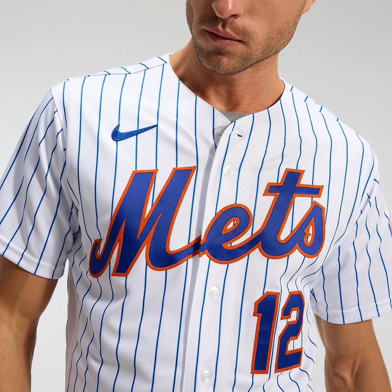 Homme Nike Francisco Lindor Blanc New York Mets Domicile Maillot Joueur Authentique