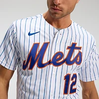 Homme Nike Francisco Lindor Blanc New York Mets Domicile Maillot Joueur Authentique