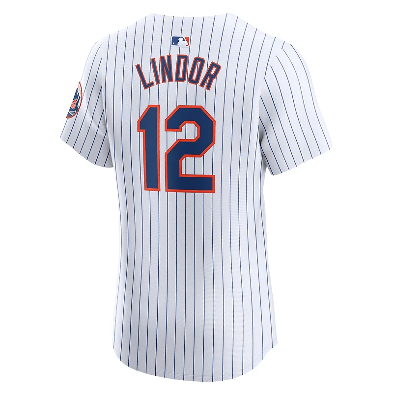 Maillot Nike Francisco Lindor pour homme, blanc, New York Mets, domicile Elite