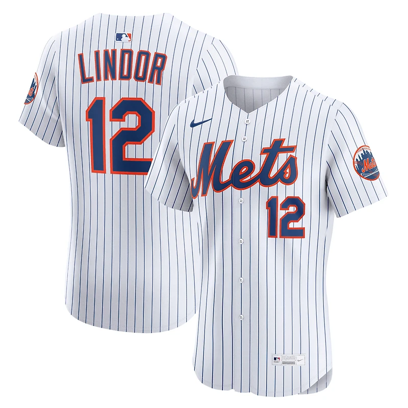 Men's Nike Francisco Lindor White New York Mets Home Elite Player Jersey