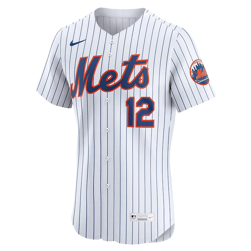 Maillot Nike Francisco Lindor blanc pour homme, domicile élite des New York Mets