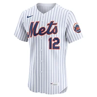 Maillot Nike Francisco Lindor blanc pour homme, domicile élite des New York Mets