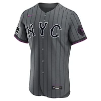 Men's Nike Gray New York Mets City Connect Authentic Sponsor Patch Jersey