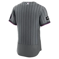 Men's Nike Gray New York Mets City Connect Authentic Sponsor Patch Jersey