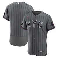 Men's Nike Gray New York Mets City Connect Authentic Sponsor Patch Jersey