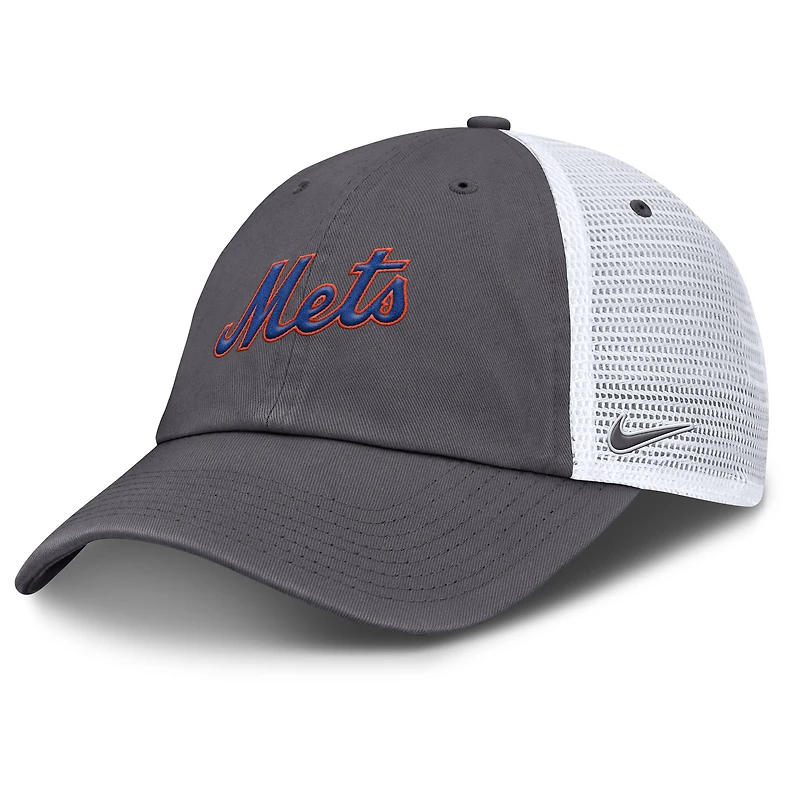 Casquette de camionneur ajustable Nike grise New York Mets Wordmark Club pour homme