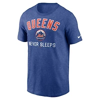 T-shirt Nike Heather Blue pour homme New York Mets Queens Never Sleeps Tri-Blend