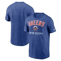 Men's Nike Heather Blue New York Mets Queens Never Sleeps Tri-Blend T-Shirt