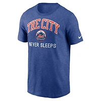 Men's Nike Heather Blue New York Mets The City Never Sleeps Tri-Blend T-Shirt