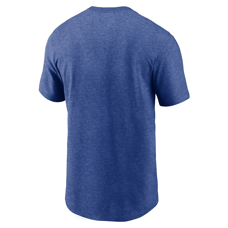 T-shirt Nike Heather Blue New York Mets « La ville ne dort jamais » pour homme, en mélange de trois matières.