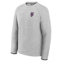 Men's Nike Heather Charcoal New York Mets Tech Fleece Raglan Sweatshirt