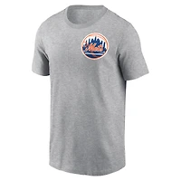 Men's Nike Heather Gray New York Mets Cooperstown Collection Large Logo 2-Hit T-Shirt
