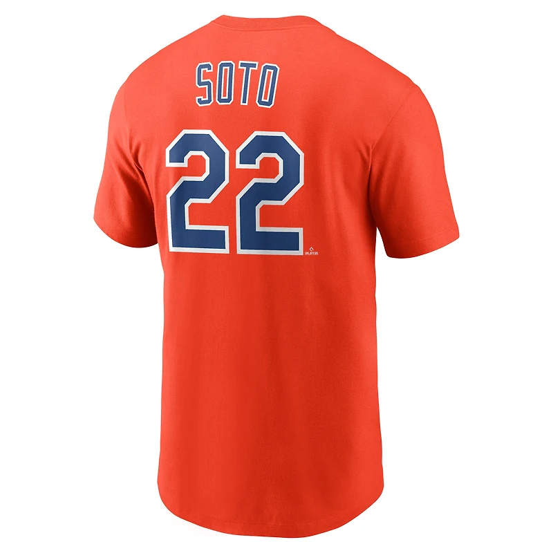 Men's Nike Juan Soto Orange New York Mets Cooperstown Collection Name & Number T-Shirt